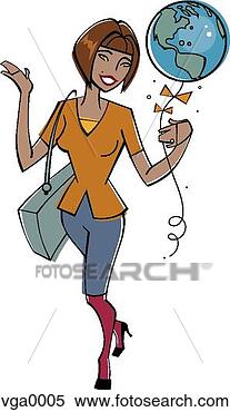 Stock Illustration - businesswoman 
walking with the 
world on a string. 
fotosearch - search 
clipart, illustration, 
drawings and vector 
eps graphics images