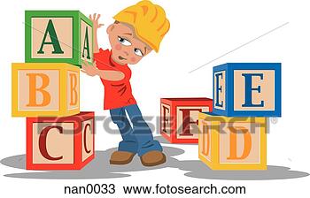 Drawing - boy building with 
blocks. fotosearch 
- search clipart, 
illustration, 
drawings and vector 
eps graphics images