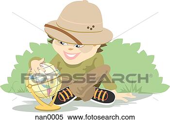 Stock Illustration - child studying 
a globe. fotosearch 
- search clipart, 
illustration, 
drawings and vector 
eps graphics images