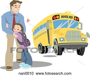 Stock Illustration - dad and child 
waiting for the 
schoolbus. fotosearch 
- search clipart, 
illustration, 
drawings and vector 
eps graphics images