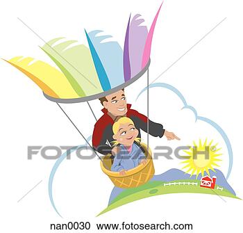 Stock Illustration - father and daughter 
hot air balloon 
ride. fotosearch 
- search clipart, 
illustration, 
drawings and vector 
eps graphics images