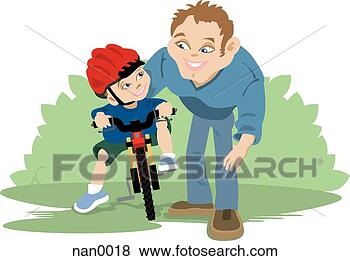 Stock Illustration - father teaching 
his son how to 
ride a bike. fotosearch 
- search clipart, 
illustration, 
drawings and vector 
eps graphics images