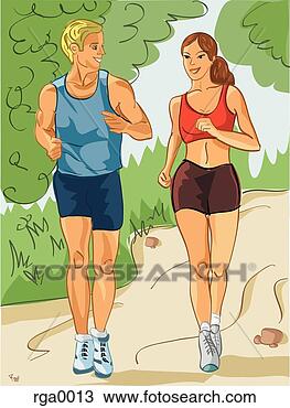 Drawing - couple jogging 
through the park. 
fotosearch - search 
clipart, illustration, 
drawings and vector 
eps graphics images