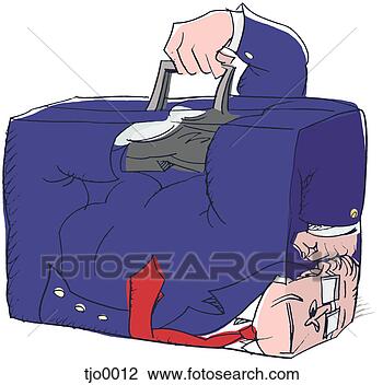 Clip Art Of Businessman Stuck Inside His Briefcase Tjo0012 - Search 