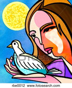 Clip Art - woman holding 
a dove. fotosearch 
- search clipart, 
illustration, 
drawings and vector 
eps graphics images
