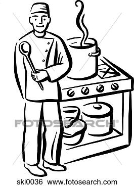 Stock Illustration - chef's soup b&w. 
fotosearch - search 
clipart, illustration, 
drawings and vector 
eps graphics images