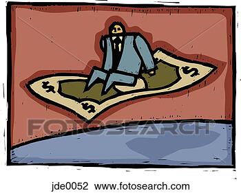 Clip Art - man flying on 
money carpet. 
fotosearch - search 
clipart, illustration, 
drawings and vector 
eps graphics images