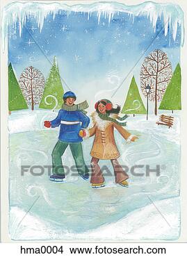 Stock Illustration - couple ice skating. 
fotosearch - search 
clipart, illustration, 
drawings and vector 
eps graphics images