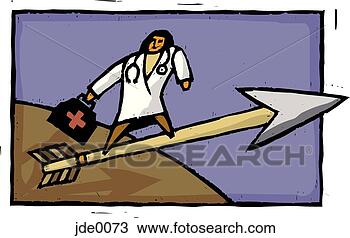 Drawing - doctor on an arrow. 
fotosearch - search 
clipart, illustration, 
drawings and vector 
eps graphics images