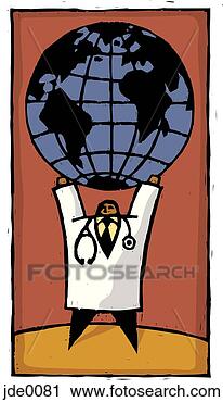 Clipart - doctor holding 
the world on his 
shoulders. fotosearch 
- search clipart, 
illustration, 
drawings and vector 
eps graphics images