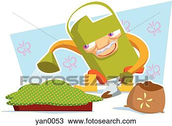 Drawing - watering the garden. 
fotosearch - search 
clipart, illustration, 
drawings and vector 
eps graphics images