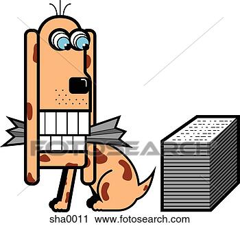 Clipart - dog chewing up 
paperwork. fotosearch 
- search clipart, 
illustration, 
drawings and vector 
eps graphics images