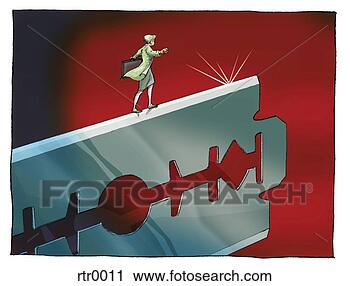 Clipart - businesswoman 
walking on the 
edge of a razor 
blade. fotosearch 
- search clipart, 
illustration, 
drawings and vector 
eps graphics images