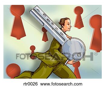 Stock Illustration - man running with 
big key. fotosearch 
- search clipart, 
illustration, 
drawings and vector 
eps graphics images
