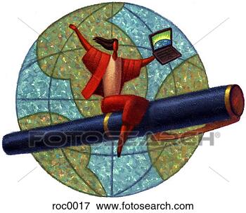 Stock Illustration - woman flying around 
globe on pen. 
fotosearch - search 
clipart, illustration, 
drawings and vector 
eps graphics images