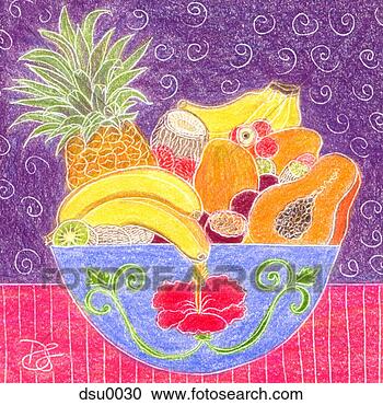 Stock Illustration - basket of fruit.  fotosearch - search  clipart, illustration  posters, drawings  and vector eps  graphics images