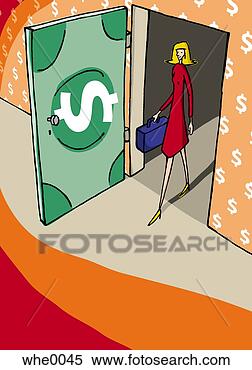 Stock Illustration - walking through 
a door made of 
money. fotosearch 
- search clipart, 
illustration, 
drawings and vector 
eps graphics images