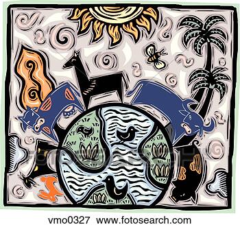 Stock Illustration - animals circling 
the globe. fotosearch 
- search clipart, 
illustration, 
drawings and vector 
eps graphics images