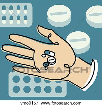 Stock Illustration - hand holding pills. 
fotosearch - search 
clipart, illustration, 
drawings and vector 
eps graphics images