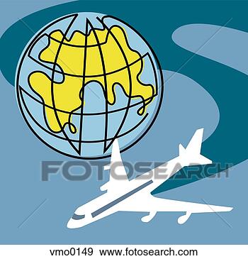 Stock Illustration - plane circling 
the globe. fotosearch 
- search clipart, 
illustration, 
drawings and vector 
eps graphics images