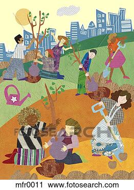 Clipart - tree planting. 
fotosearch - search 
clipart, illustration, 
drawings and vector 
eps graphics images