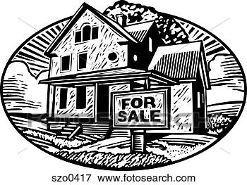 Stock Illustration - house for sale 
b/w. fotosearch 
- search clipart, 
illustration, 
drawings and vector 
eps graphics images