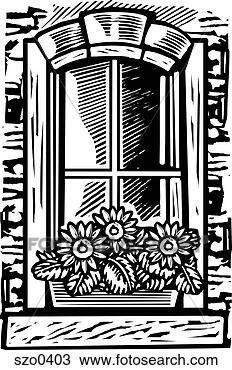 Drawing - window box of 
flowers b/w. fotosearch 
- search clipart, 
illustration, 
drawings and vector 
eps graphics images