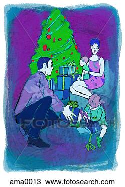 dibujos familia en navidad