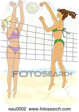 Clip Art - an illustration 
of two women playing 
beach volleyball. 
fotosearch - search 
clipart, illustration, 
drawings and vector 
eps graphics images