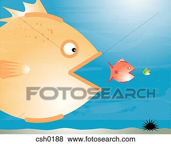 Stock Illustration - a big fish eating 
a small fish which 
is about to eat 
an even smaller. 
fotosearch - search 
clipart, illustration, 
drawings and vector 
eps graphics images