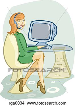 绘画\/画画 - 从事工商业的女性, 工作, 她, 办公室