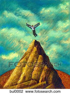 Clip Art - a man with wings 
flying from a 
mountain peak. 
fotosearch - search 
clipart, illustration, 
drawings and vector 
eps graphics images