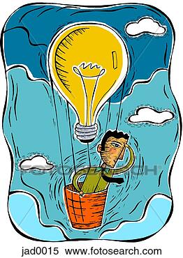 Clipart - man riding in 
a lightbulb balloon. 
fotosearch - search 
clipart, illustration, 
drawings and vector 
eps graphics images