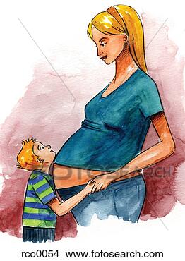 Arquivos de Ilustração - pequeno,  menino, 
 abraçando,  seu, 
 mãe,  barriga. 
fotosearch - busca 
de ilustrações 
clipeart e desenhos