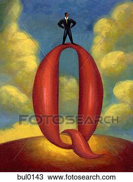 Drawing - a businessman 
standing on a 
giant letter q. 
fotosearch - search 
clipart, illustration, 
drawings and vector 
eps graphics images