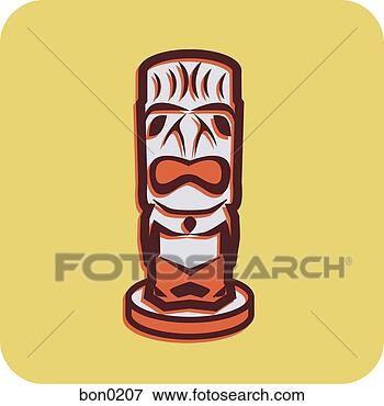 Clip Art - ilustração,  totem, 
 polaco,  amarela, 
 fundo. fotosearch 
- busca de ilustrações 
clipeart e desenhos