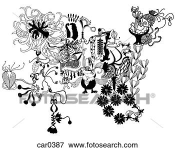 black floral pattern