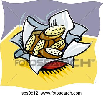 Clip Art - a basket of garlic 
bread. fotosearch 
- search clipart, 
illustration, 
drawings and vector 
eps graphics images