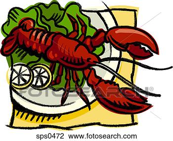 Clip Art - a lobster dish. 
fotosearch - search 
clipart, illustration, 
drawings and vector 
eps graphics images