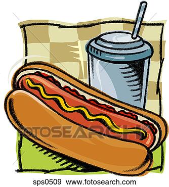Stock Illustration - a picture of a 
hotdog and a cup 
of soda. fotosearch 
- search clipart, 
illustration, 
drawings and vector 
eps graphics images