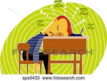 Drawing - a boy sleeping 
at his desk. fotosearch 
- search clipart, 
illustration, 
drawings and vector 
eps graphics images