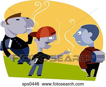 Stock Illustration - peer pressure 
- a young boy 
is being encouraged 
to smoke by his 
peers. fotosearch 
- search clipart, 
illustration, 
drawings and vector 
eps graphics images
