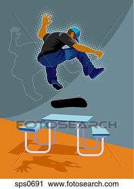 Clipart - a man skateboarding 
over a picnic 
table. fotosearch 
- search clipart, 
illustration, 
drawings and vector 
eps graphics images