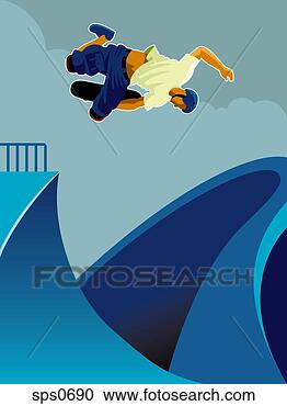 Stock Illustration - a skateboarder 
practicing on 
a ramp. fotosearch 
- search clipart, 
illustration, 
drawings and vector 
eps graphics images