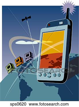 Stock Illustration - satellite communication 
via the pda. fotosearch 
- search clipart, 
illustration, 
drawings and vector 
eps graphics images