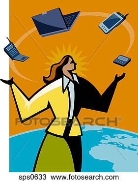 Drawing - a woman juggling 
with different 
types of technology. 
fotosearch - search 
clipart, illustration 
posters, drawings 
and vector eps 
graphics images