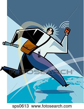 Drawing - a businessman 
in a hurry. fotosearch 
- search clipart, 
illustration, 
drawings and vector 
eps graphics images