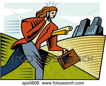 Stock Illustration - a businesswoman 
carrying a briefcase 
and talking on 
the phone. fotosearch 
- search clipart, 
illustration, 
drawings and vector 
eps graphics images
