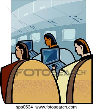 Stock Illustration - people using computers 
on the plane while 
traveling. fotosearch 
- search clipart, 
illustration, 
drawings and vector 
eps graphics images