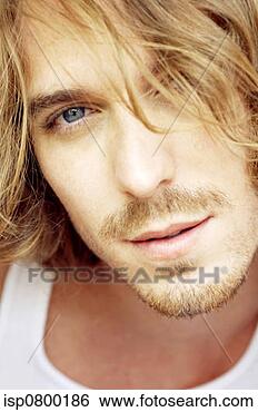 Stock Photo - close-up of a 
man with moustache 
and long blonde 
hair. fotosearch 
- search stock 
photos, pictures, 
images, and photo 
clipart